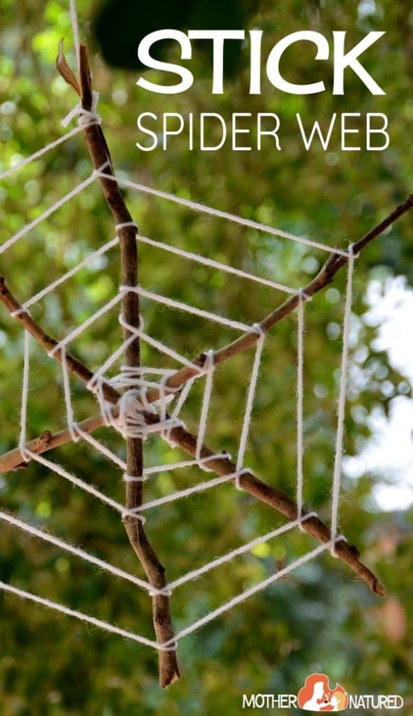 Stick spider web spooktacular weaving fun! Mother Natured